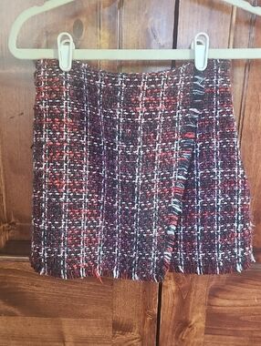 Forever 21 Burgundy Multi Tweed Mini Skirt